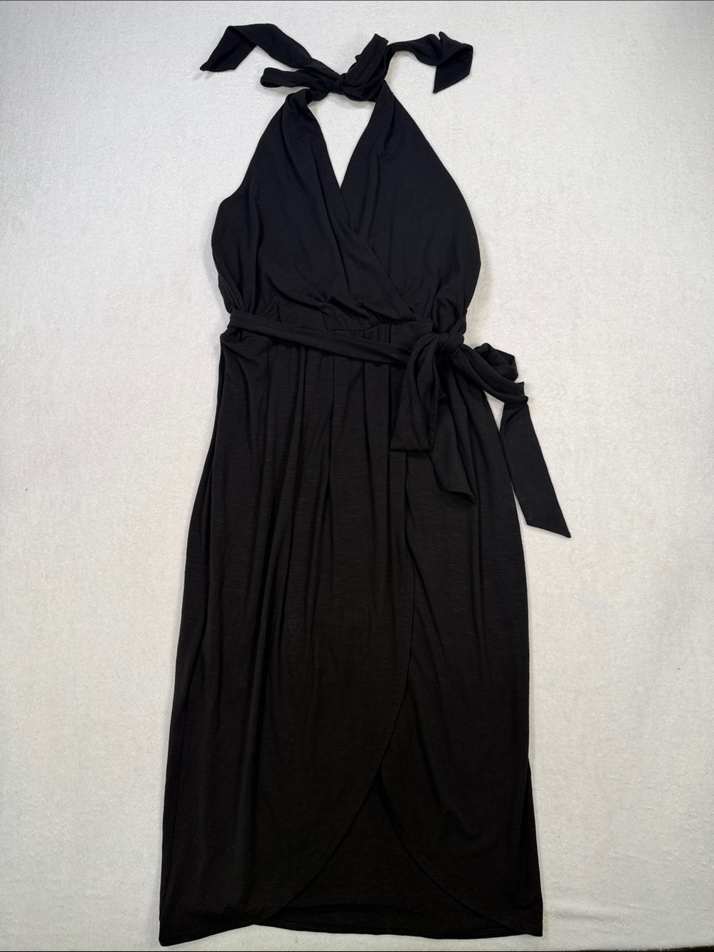 WHBM Black Halter Wrap Midi Dress